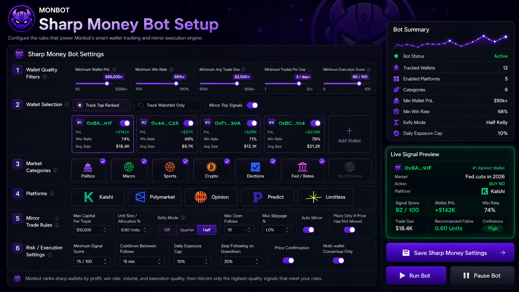 Monbot sharp money bot setup demo